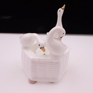 Delicate Porcelain Swan Tabletop Candle Holder