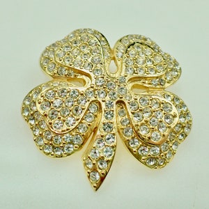 Joan Rivers Rhinestone Clover Brooch