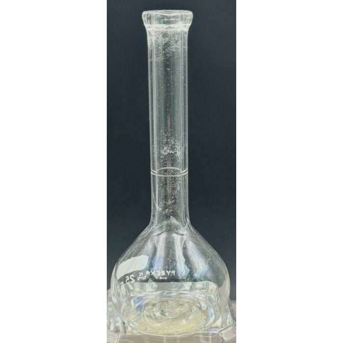 Pyrex A 5581 25ml Volumetric Flat Bottom Flask Glass Vintage Vase Stick ...