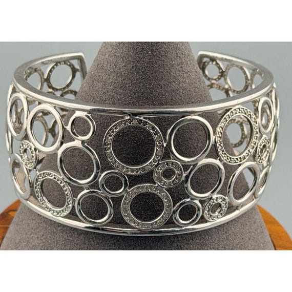 Sterling Silver Openwork Circle Bangle Bracelet w… - image 1