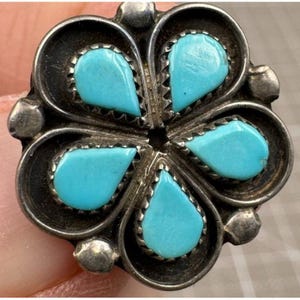 Vintage Southwestern Unsigned Turquoise & Sterling Silver Clip-On Earrings