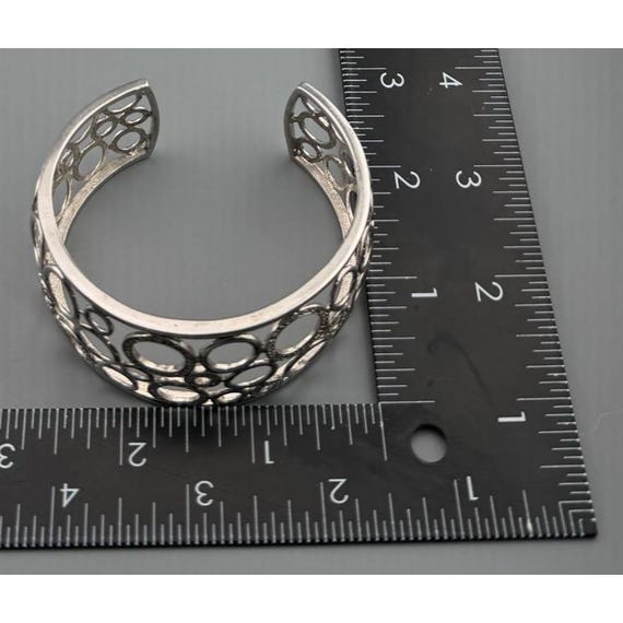 Sterling Silver Openwork Circle Bangle Bracelet w… - image 10