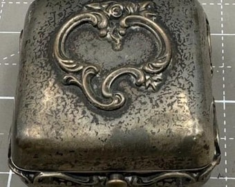 Tintero antiguo Gorham de plata esterlina, portátil, desplegable, repujado, siglo XIX.