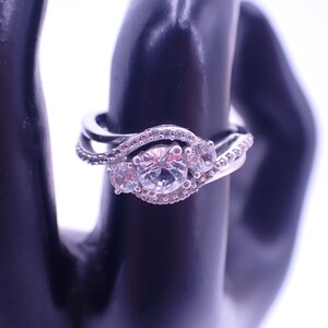 Sterling Engagement Ring High Quaility Center CZ  Smaller Sorround Diamonds signed