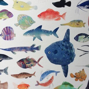 Wall Art Print 100 Fish Circle Illustration image 3