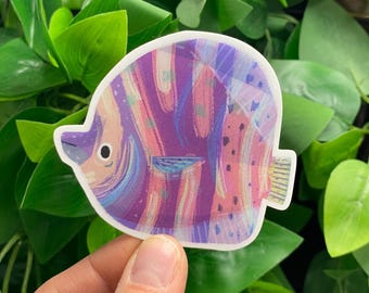 Pink Bubblegum Fish Sticker • Water Bottle Stickers • Matte Vinyl Waterproof Sticker • Dishwasher Safe • tarynosaurus