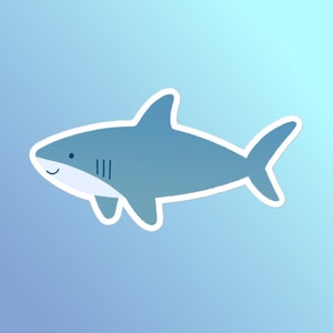 Sticker • Cute Blue Shark • Stickers for Hydroflask • Water Bottle Stickers • Vinyl Stickers • tarynosaurus