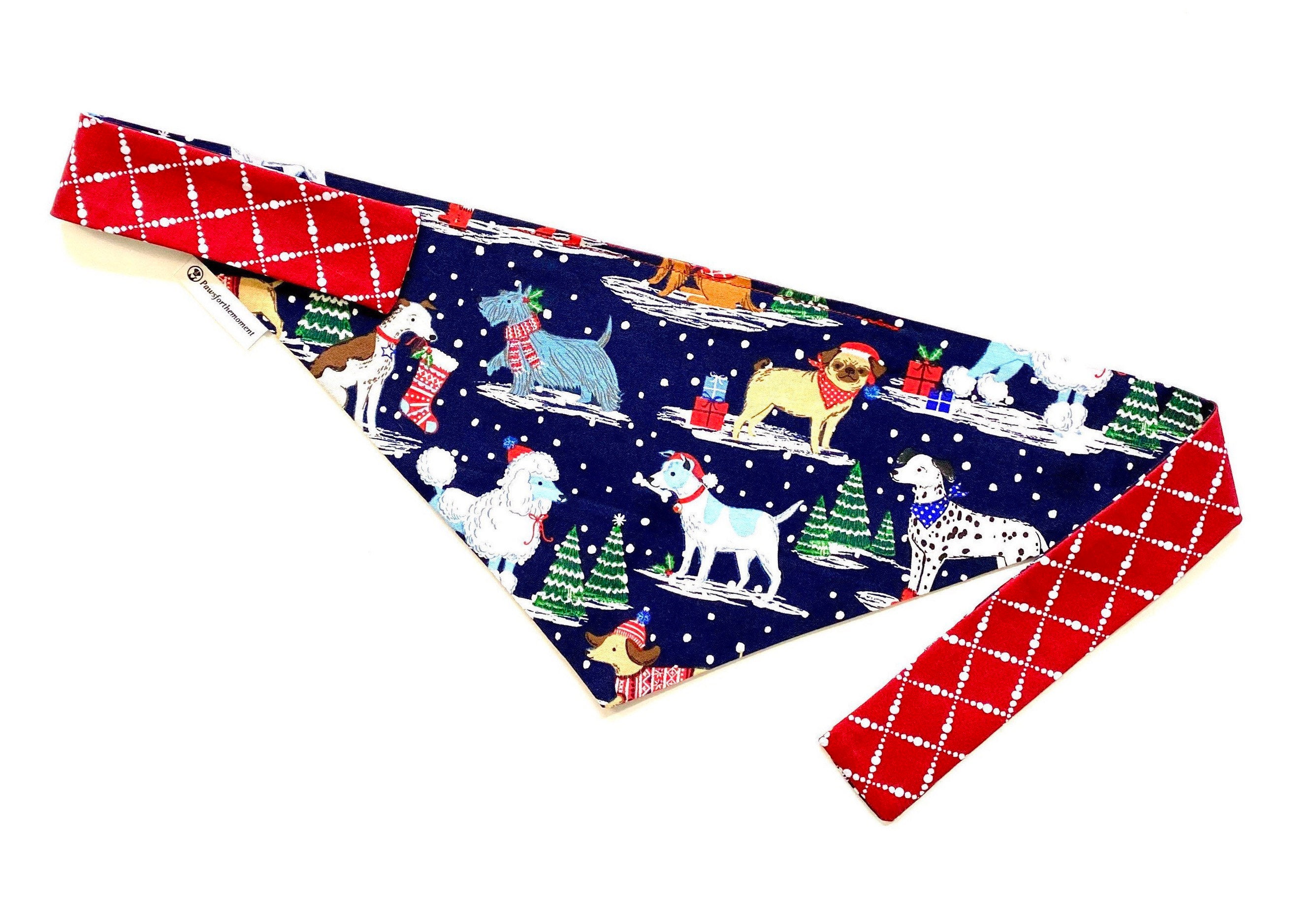 Weihnachts-Hundehalstücher Set – 2 Stück, Verstellbar, Mit Schnee-Muster, Größe Ca. 45,7 X 68,6 Cm