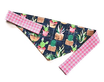 Cactus dog bandana, succulents dog bandana, girl dog bandana, garden dog bandana, garden dog scarf, succulents dog scarf, plants dog bandana