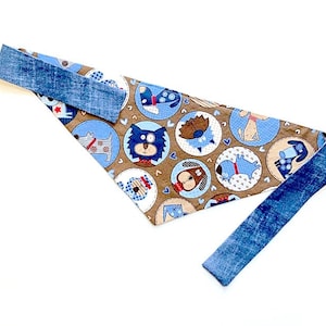 Puppies dog scarf, breeds dog bandana, denim dog bandana, puppies dog bandana, breeds dog scarf, jean dog bandana