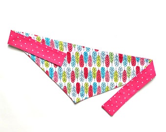 summer dog bandana,  feathers dog bandana, girl dog bandana, girl dog scarf, Polka Dot Dog Bandana, summer dog scarf