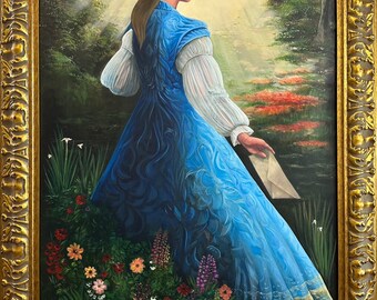 The Letter- Original Acrylic on Canvas Painting. Framed Art
