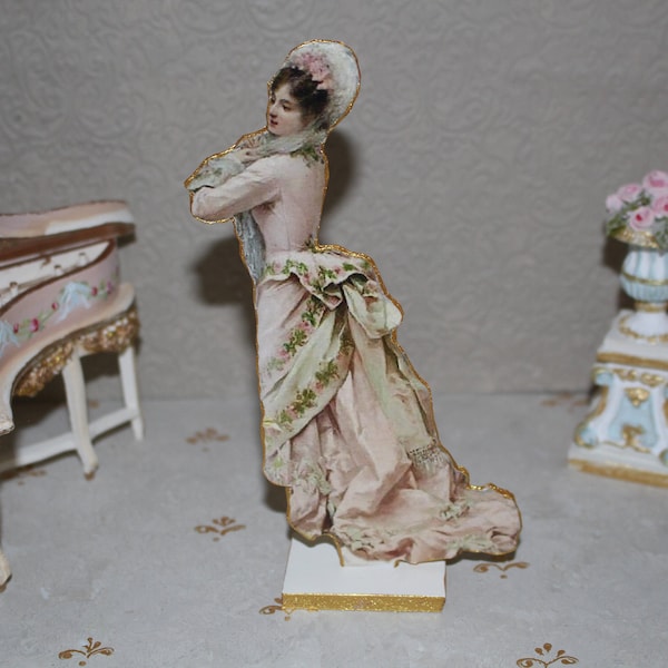 Miniature Doll |  Victorian Lady Doll | Handmade Paper Doll | Mini Beautiful Dolls | French Decorative Dollhouse