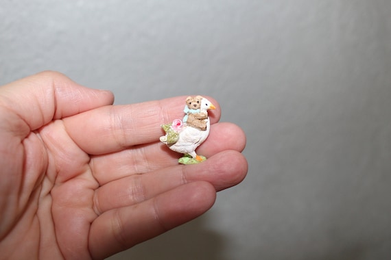 Miniature statue TINY MICRO Bear riding goose 1 | Etsy