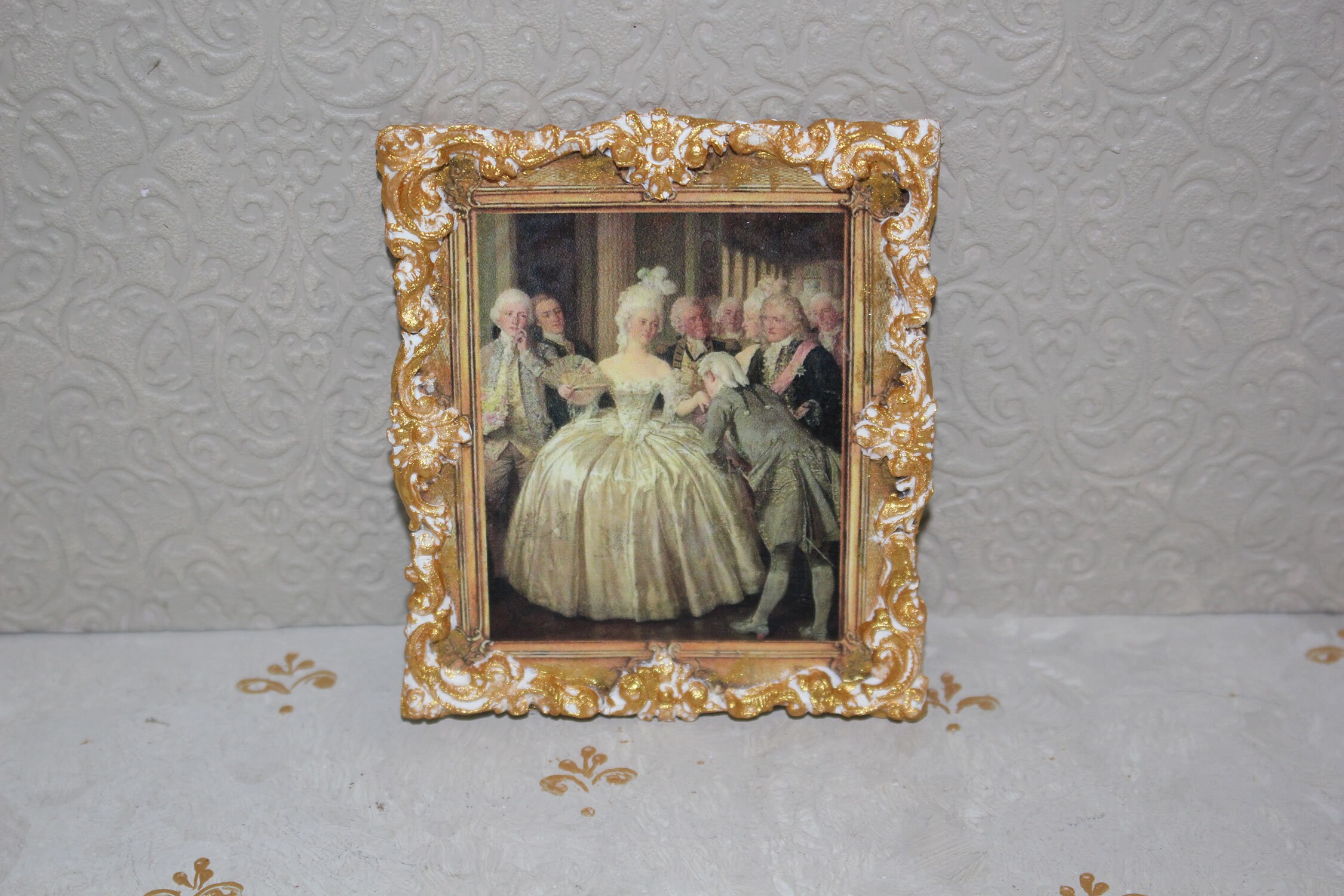 Miniature Wall Plaque Rococo Couple, 1700's Painting, Picture, French ...