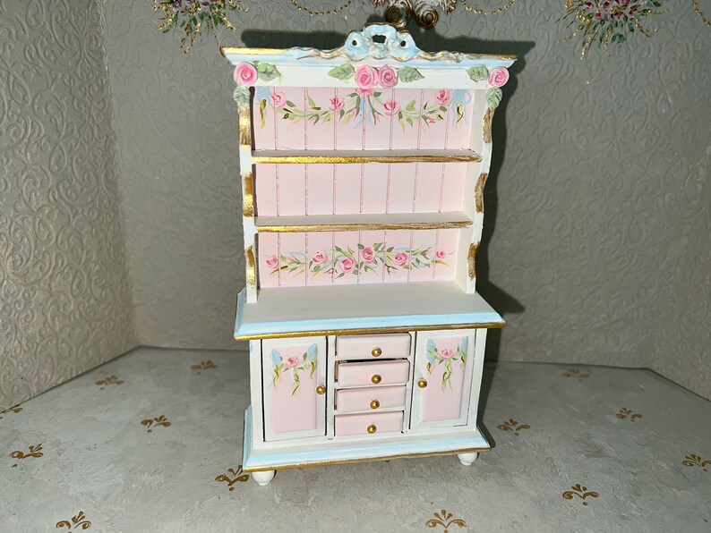 Miniature Kitchen W Handsculpted Roses Handpainted Etsy