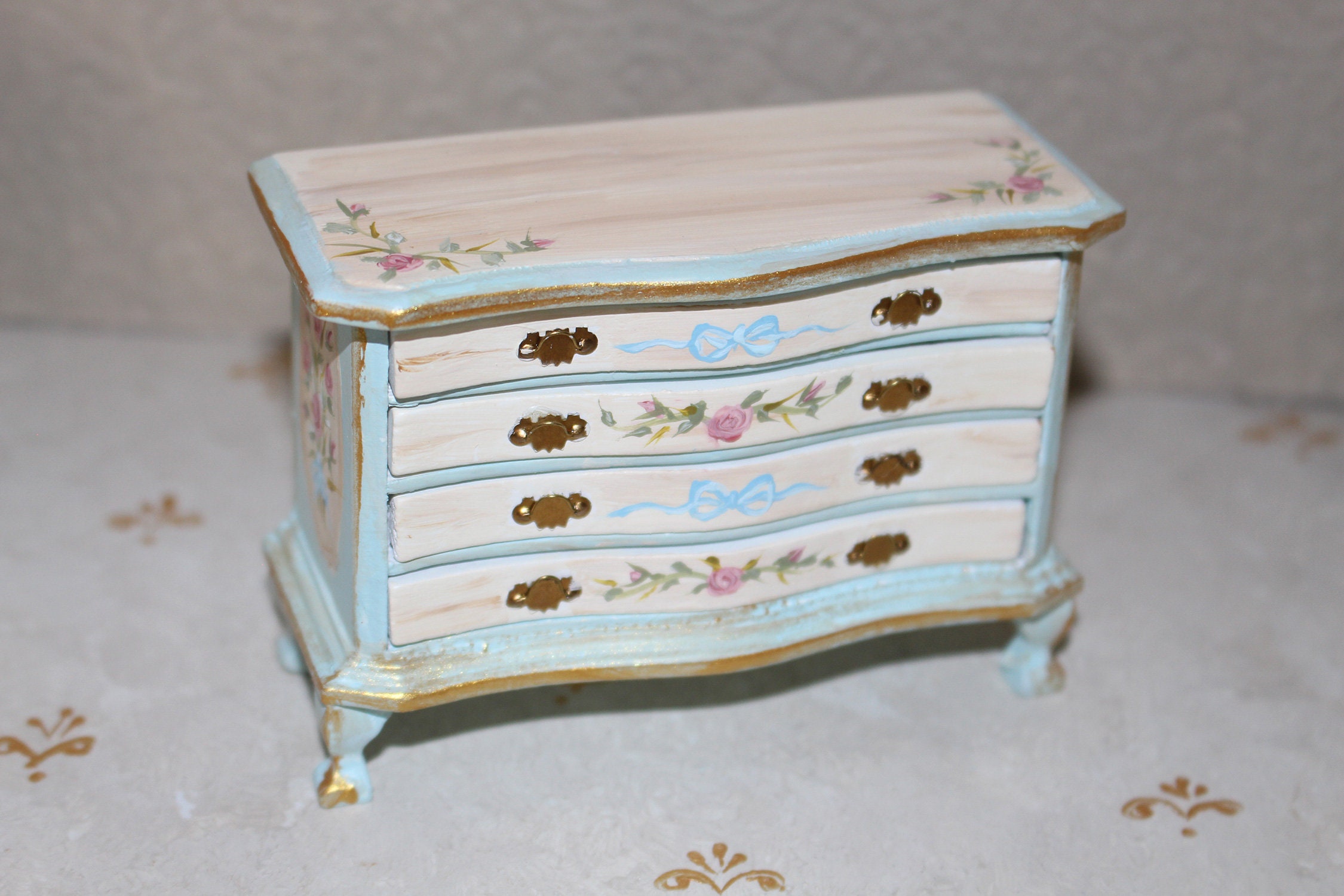 Miniature Dresser Dollhouse furniture handpainted French Etsy
