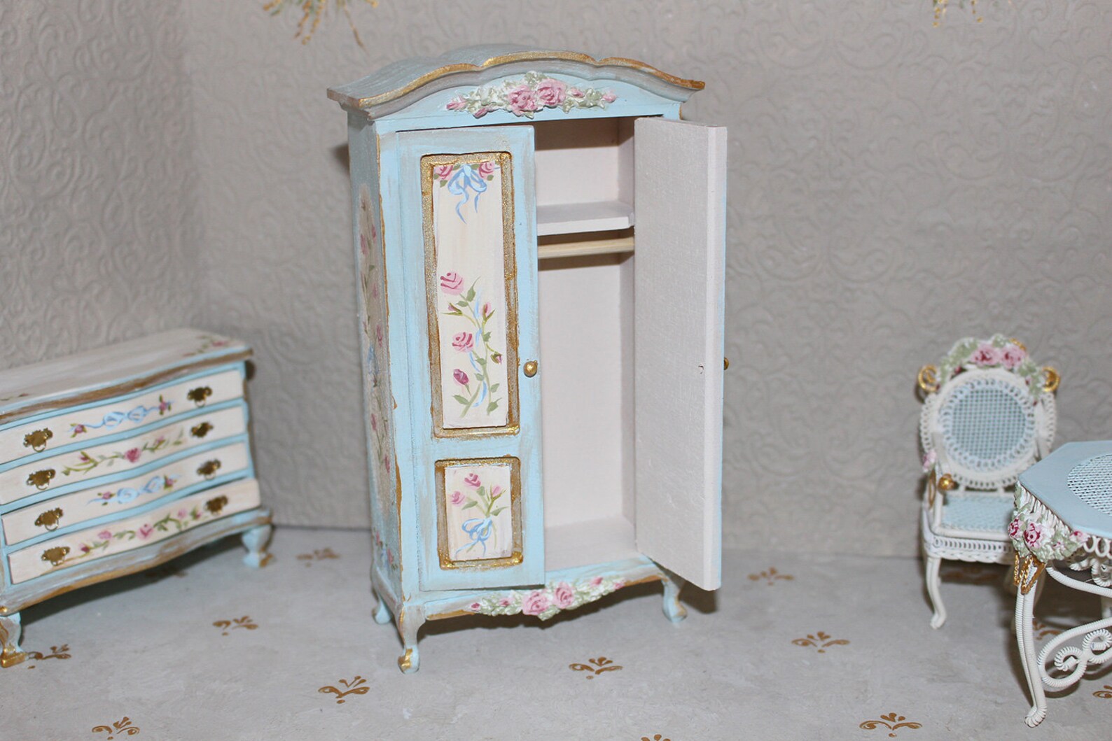 Miniature Dollhouse furniture closet handpainted Etsy