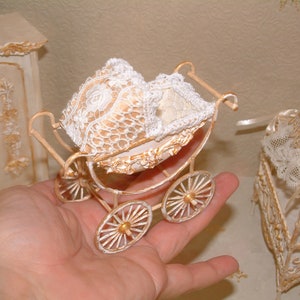 Dollhouse Furniture, Miniature Stroller, Miniature Carriage, 12th Scale Nursery, Buggy, Pram,