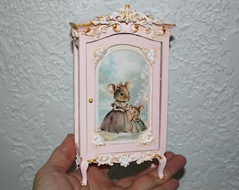 Dollhouse Furniture, Miniature Cabinet, 1/12 Scale Miniatures, French style Armoire, Nursery Cabinet hand-painted & print