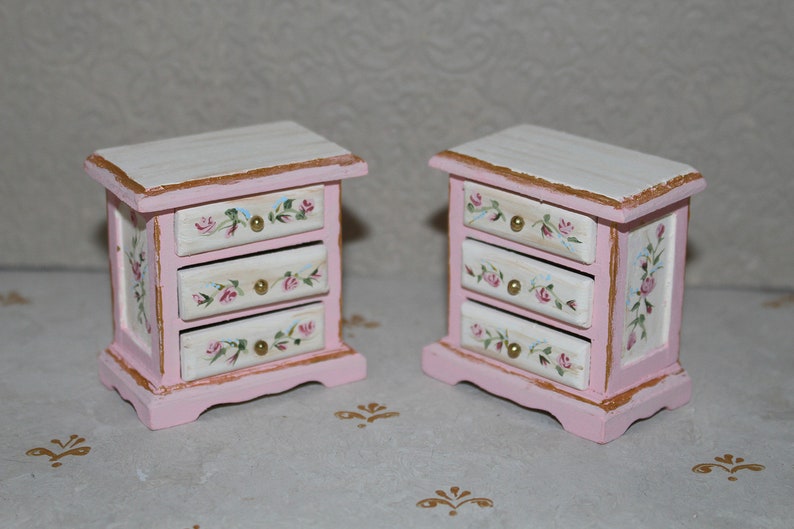 Dollhouse Furniture Miniature Nightstand Set of 2 Chest Etsy