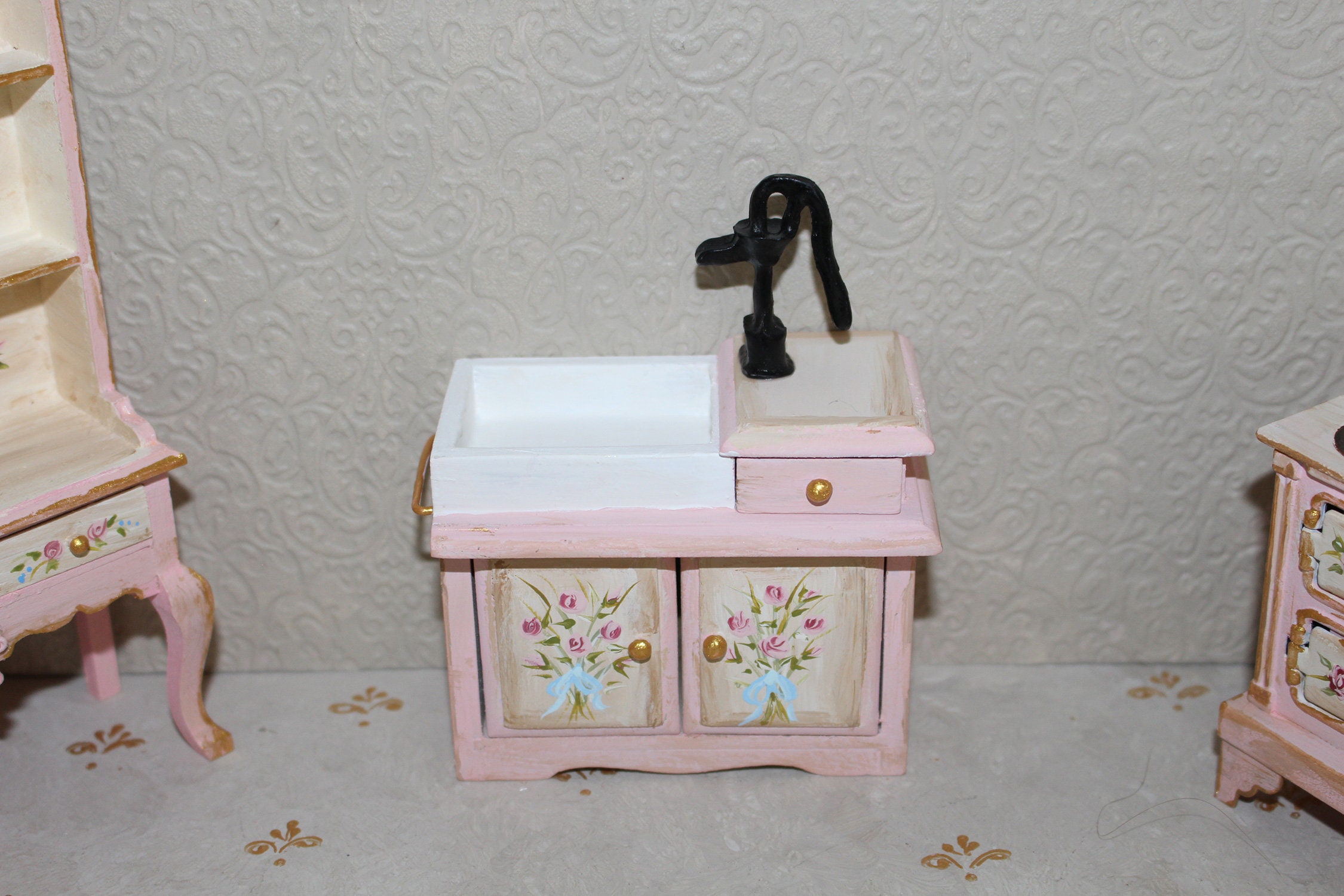 Dollhouse furniture Miniature Kitchen Sink Victorian Etsy