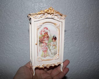 Dollhouse Furniture, Miniature Cabinet, 1/12 Scale Miniatures, French style Armoire, Nursery Cabinet hand-painted & print