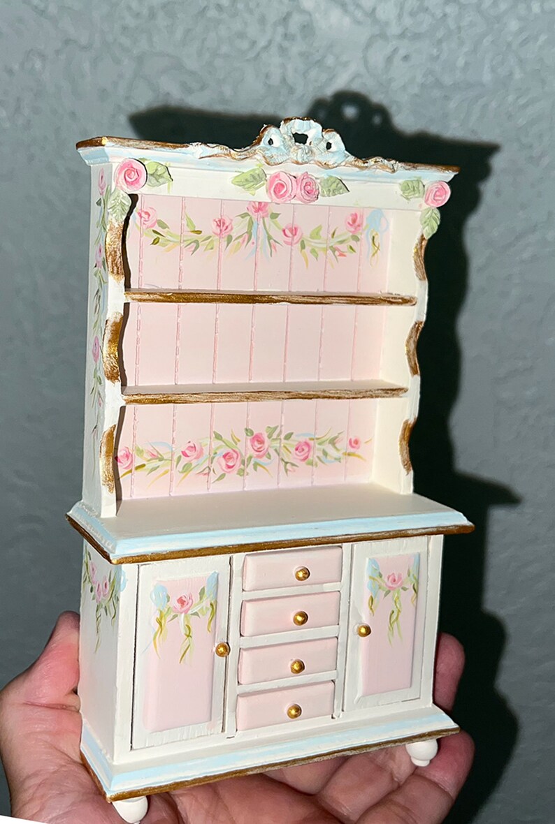 Miniature Kitchen W Handsculpted Roses Handpainted Etsy