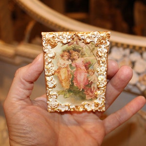 Dollhouse furniture, Wall plaque of antique painting, Miniature picture, French, Renaissance, miniature, handmade, nursery
