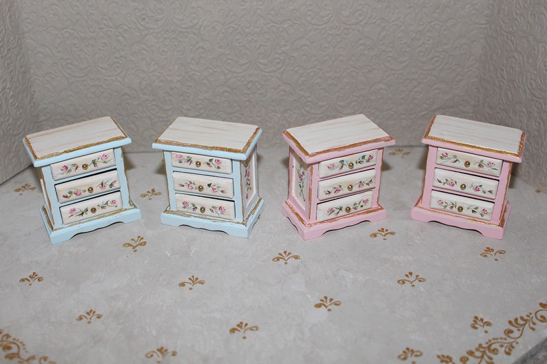 Dollhouse Furniture Miniature Nightstand Set of 2 Chest Etsy