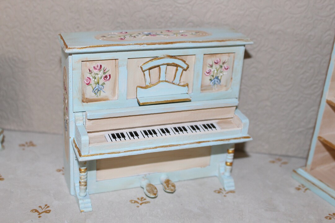 Miniature Piano, Musical Instrument, 1/12 Scale Dollhouse, HAND PAINTED ...