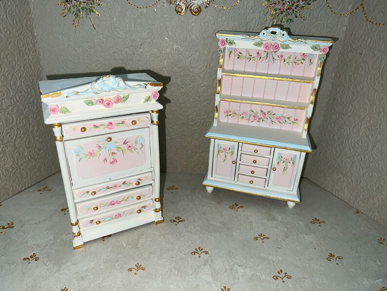 Miniature Kitchen W Handsculpted Roses Handpainted Etsy