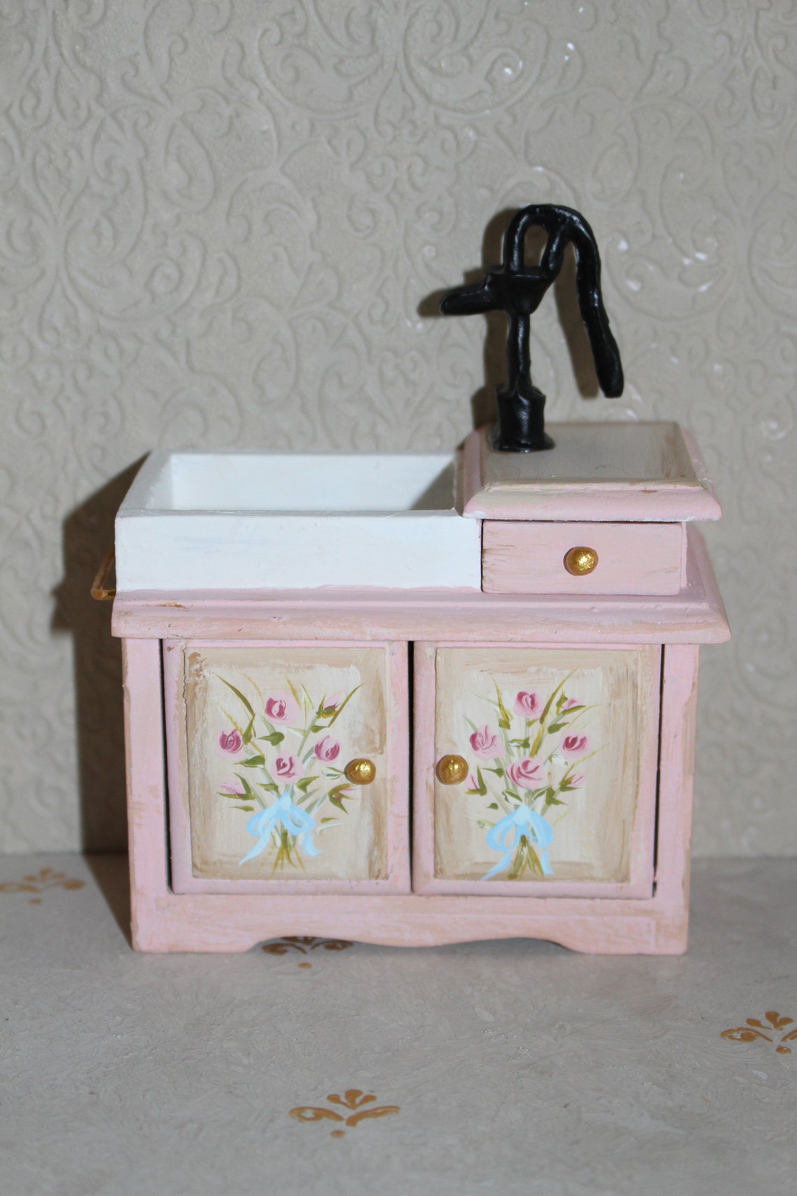 Dollhouse furniture Miniature Kitchen Sink Victorian Etsy