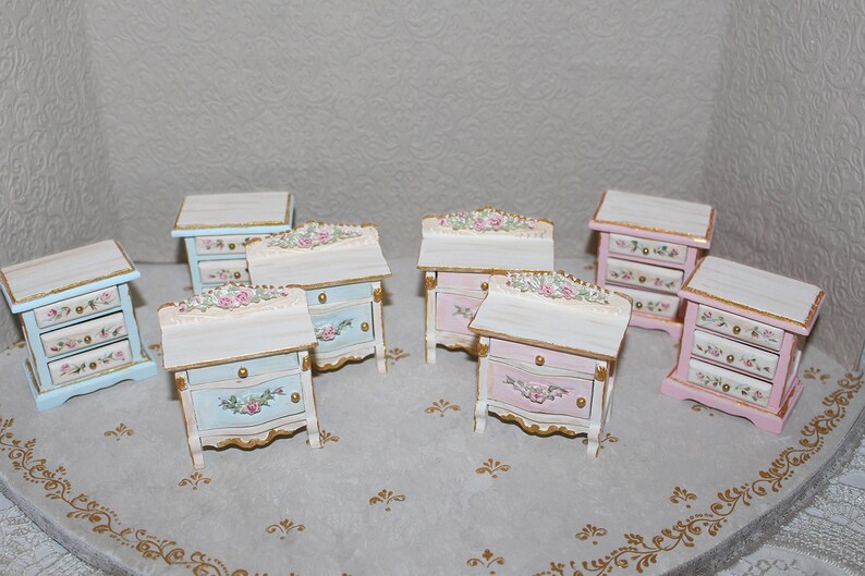 Dollhouse Furniture Miniature Nightstand Set of 2 Chest Etsy