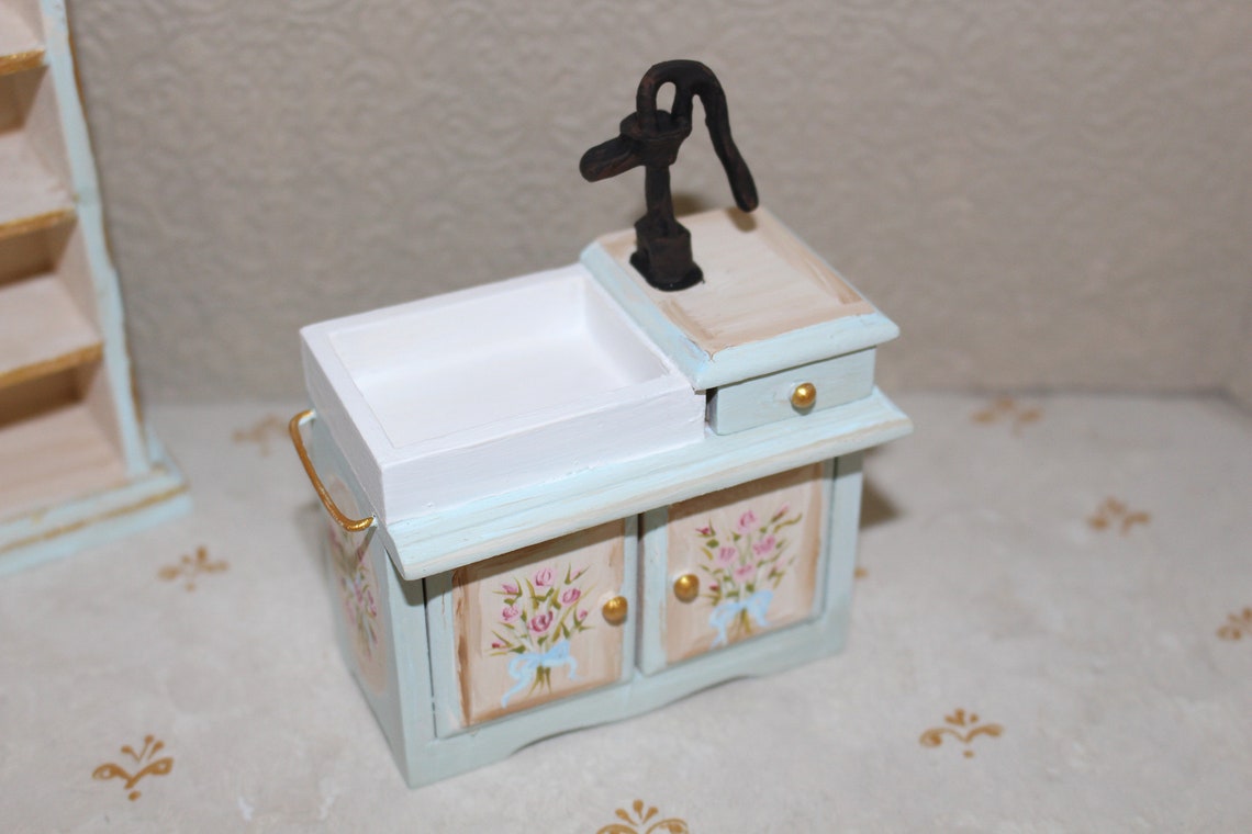 Dollhouse furniture Miniature Kitchen Sink Victorian Etsy