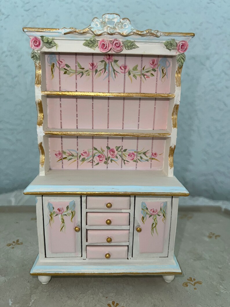Miniature Kitchen W Handsculpted Roses Handpainted Etsy