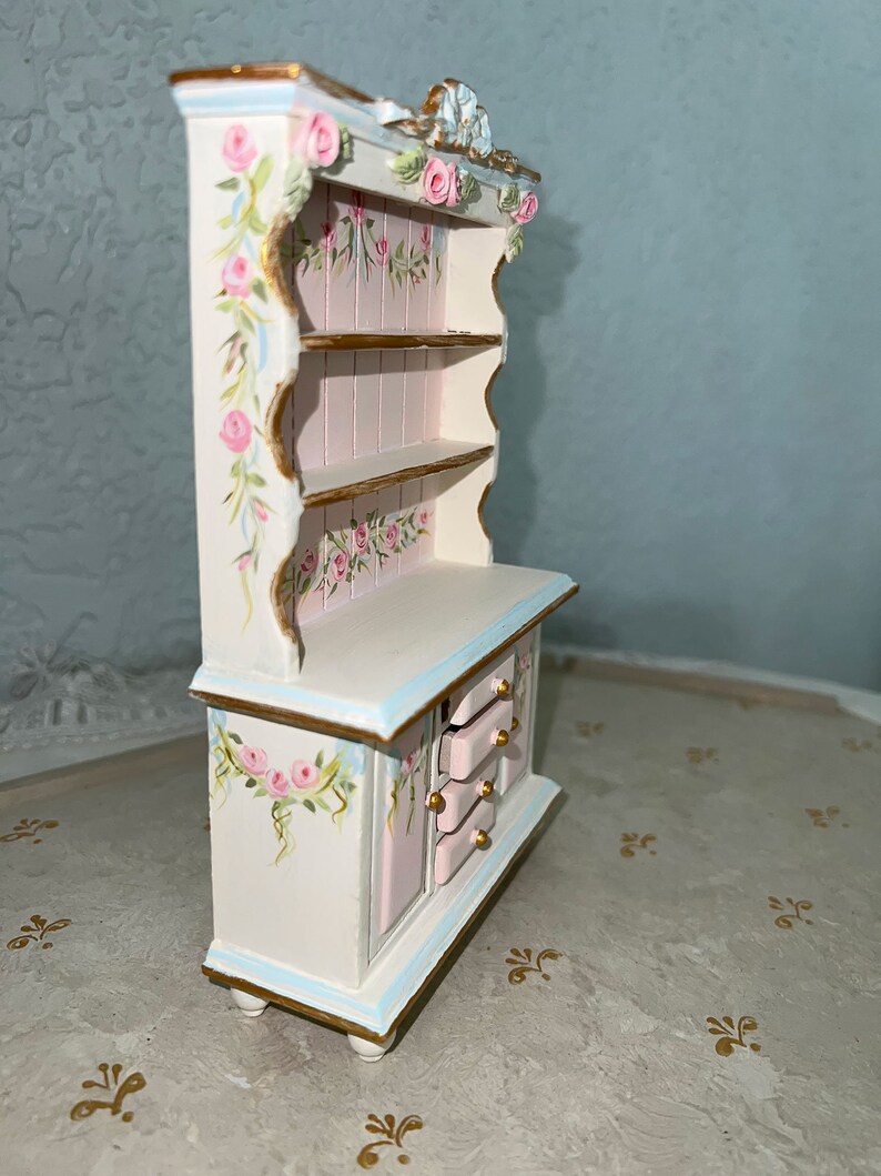 Miniature Kitchen W Handsculpted Roses Handpainted Etsy