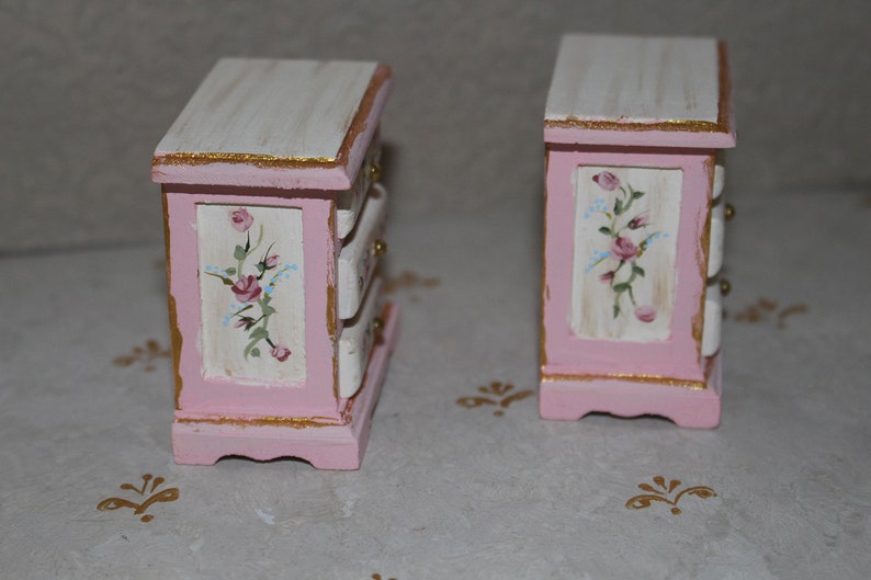 Dollhouse Furniture Miniature Nightstand Set of 2 Chest Etsy