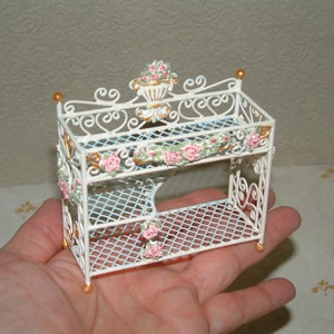 Dollhouse furniture Miniature Shelf Planter, hand-painted, French style Roses 1/12 Scale