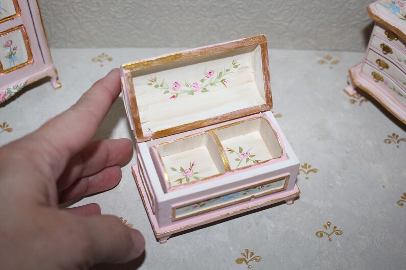 Dollhouse Furniture Miniature Chest Wooden Trunk Bedroom Etsy