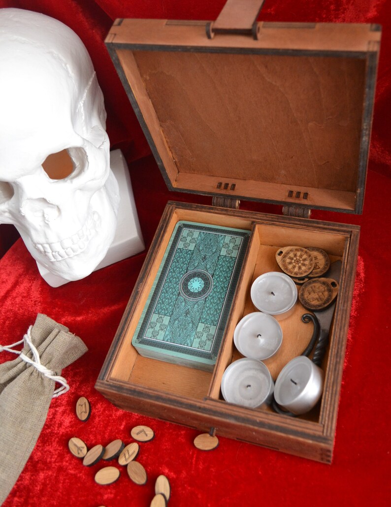 Viking box with hidden compartments. Secret lock box. Nordic Etsy