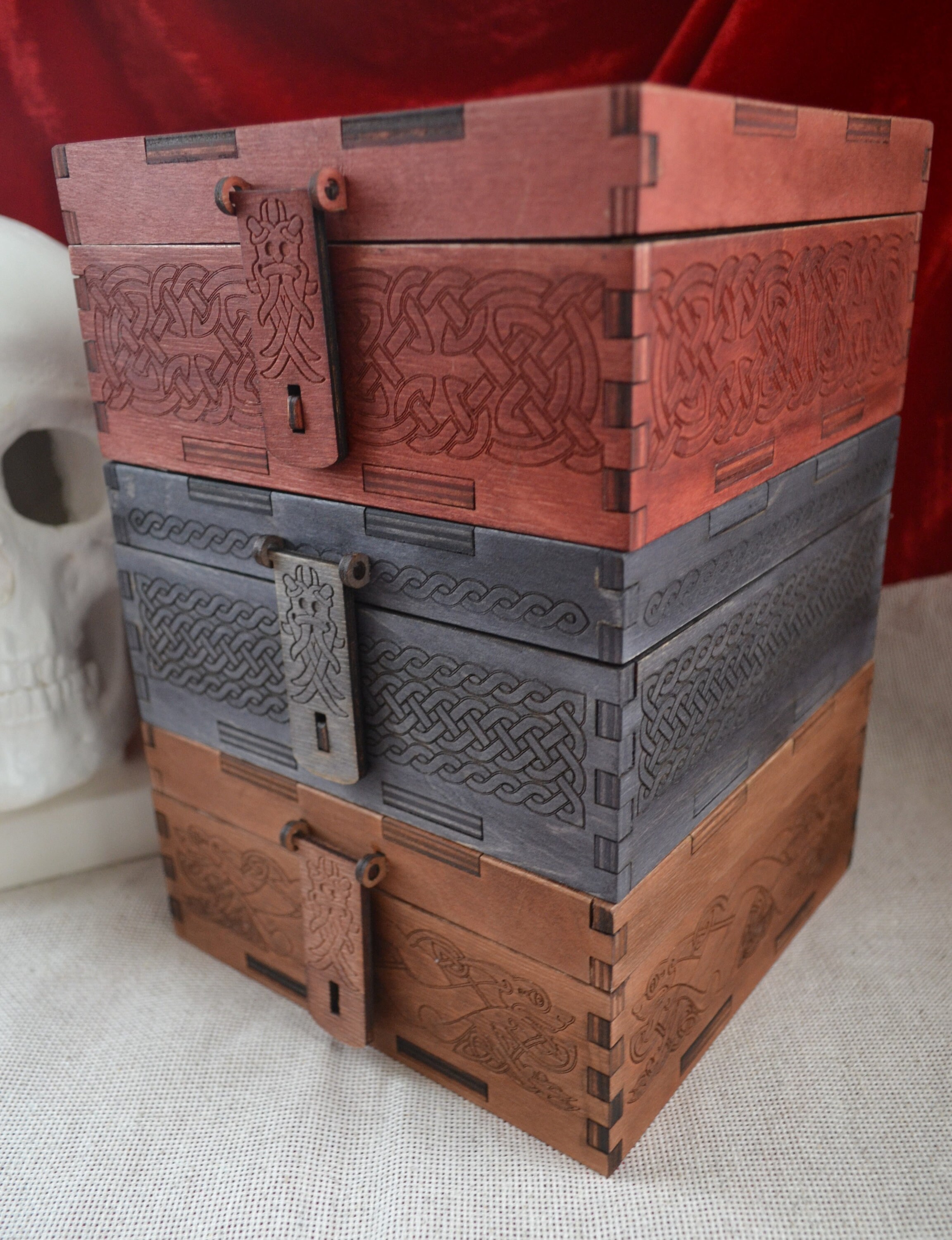 Viking box with hidden compartments. Secret lock box. Nordic Etsy