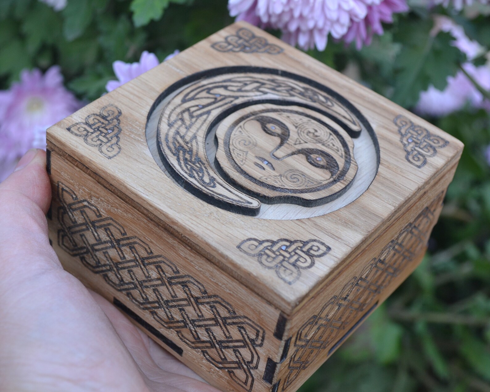 Box with Secret lock. Hidden lock box. Viking box with Sun and Etsy