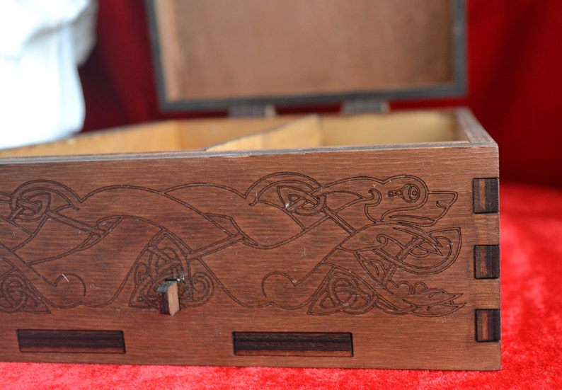 Viking box with hidden compartments. Secret lock box. Nordic Etsy