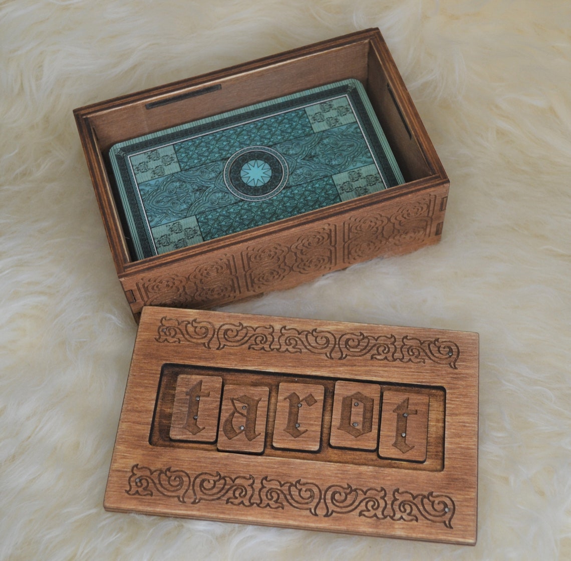 Tarot Box with Secret lock. Tarot card box with hidden lock. Etsy