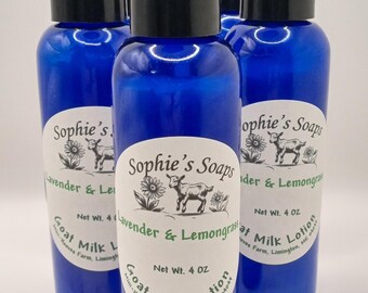 Lavender-Lemongrass  Goat Milk Lotion - 4 OZ; Luxurious; Maine Made