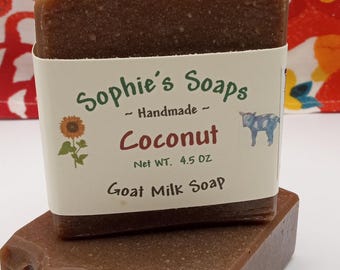 Coconut and Vanilla  Goat Milk Soap  - Natural Skincare - Large Bar