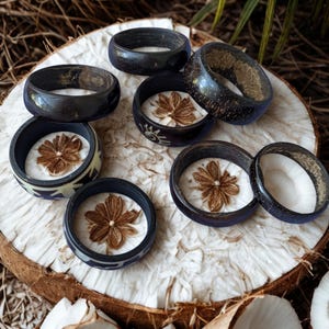 Handmade Coconut Shell Rings | Boho Natural Wood Ring Set | Eco-Friendly Jewelry for Men & Women