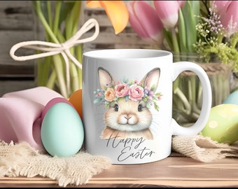 Spring Mug | Bunny Mug | Rabbit Mug| Floral Easter Mug | Bunny Lover Mug | Floral Bunny Mug| Easter Bunny Mug | Spring Mug| Easter Gift Idea