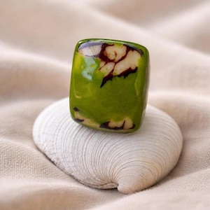 Organic Tagua Ring – Vegetable Ivory Statement Ring for Women, Sustainable Handmade Jewelry, Available in Sizes